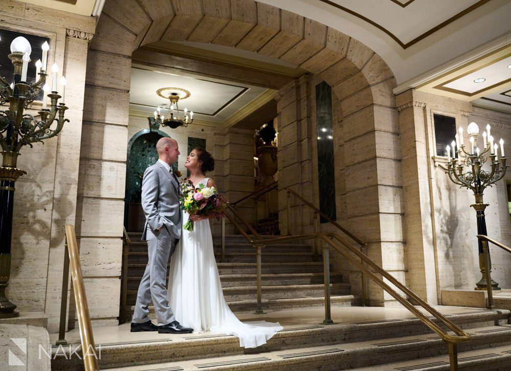 Chicago palmer house wedding photos bride and groom