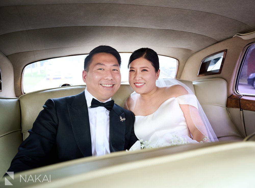 Chicago Ovation wedding photos roll Royce bride groom car 