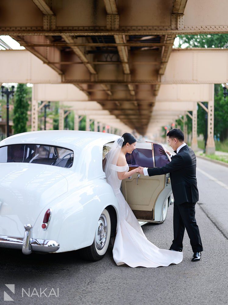 Chicago Ovation wedding photos roll Royce bride groom