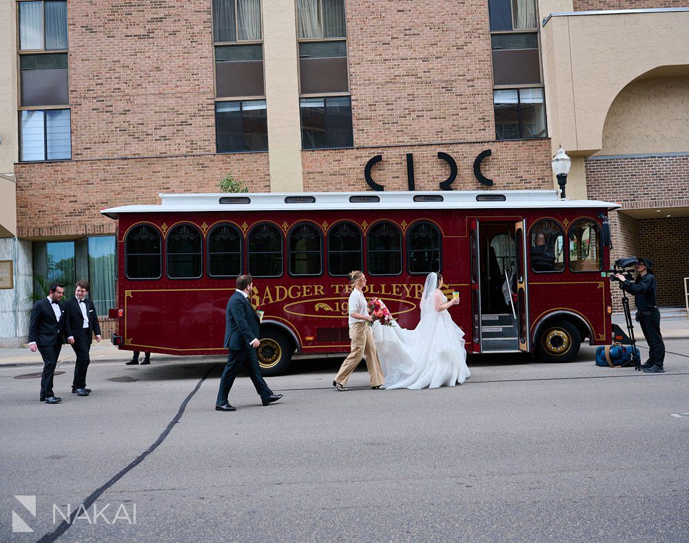 Madison wedding photos trolley