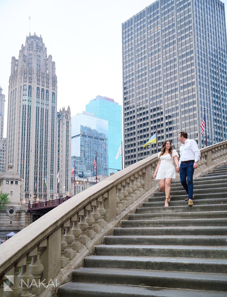 engagement photos in chicago riverwalk