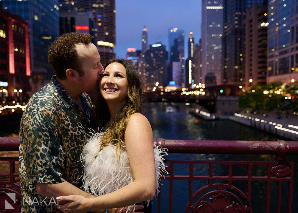 engagement photos in chicago night time