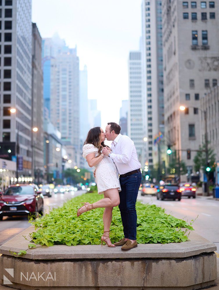 engagement photos in chicago Wrigley building Michigan avenue