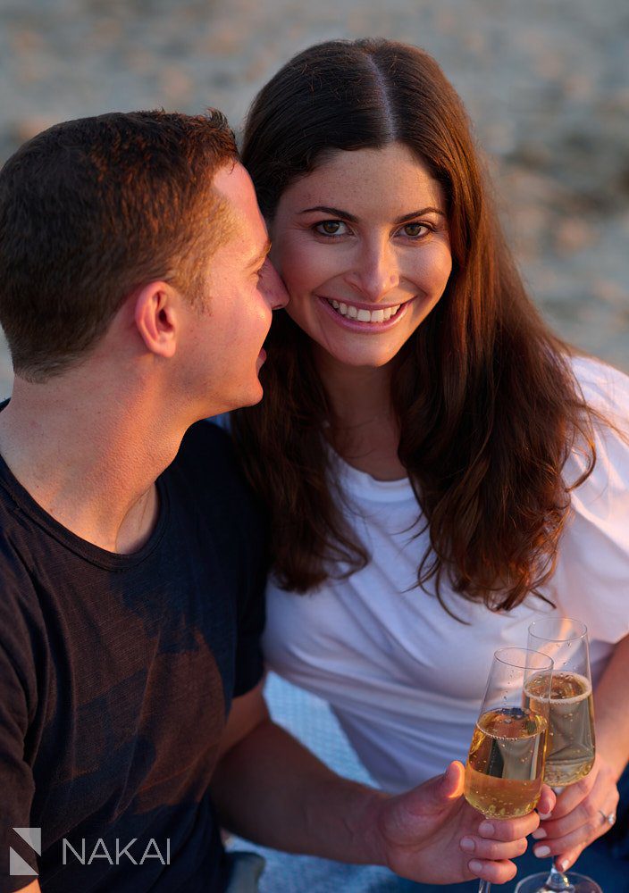 chicago Montrose beach engagement photos sunset