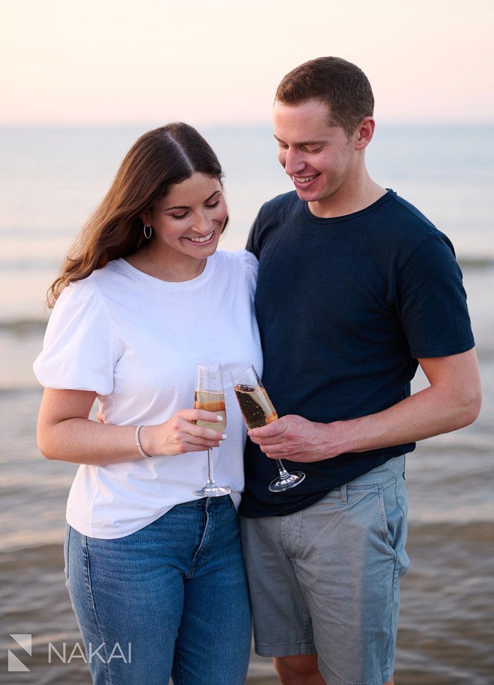 chicago Montrose beach engagement photos Lake Michigan