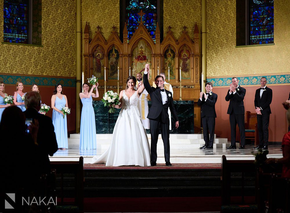 chicago st James cathedral wedding photos exit
