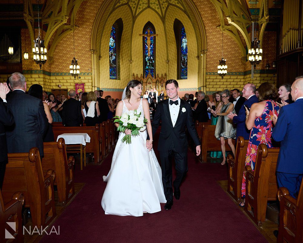 chicago st James cathedral wedding photos exit