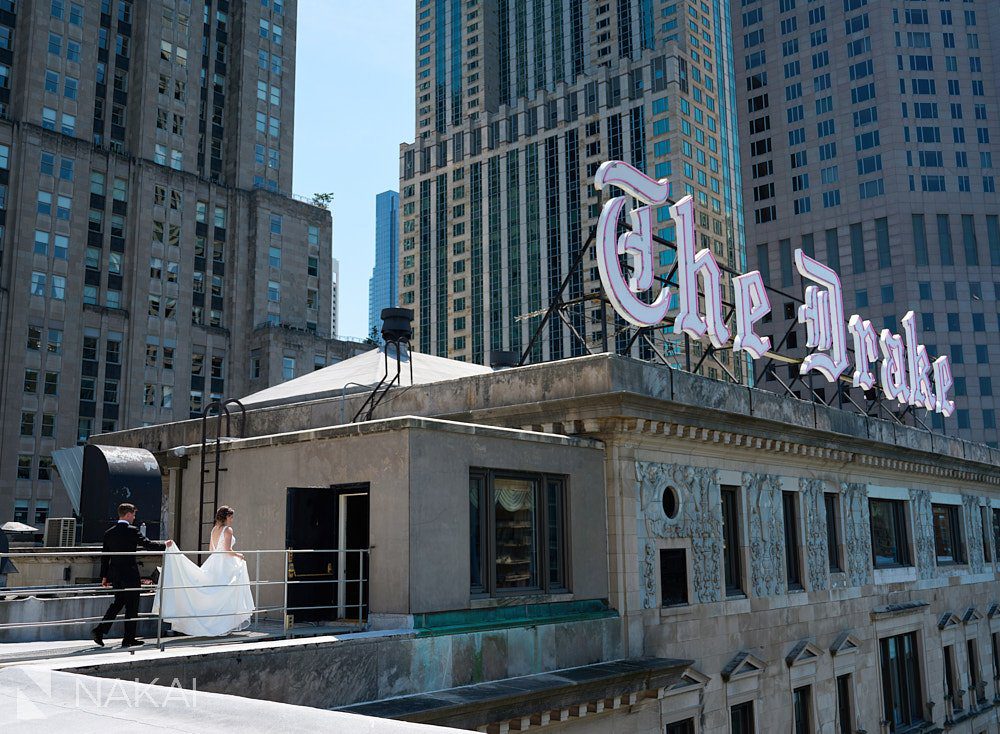 chicago drake wedding photos rooftop daytime