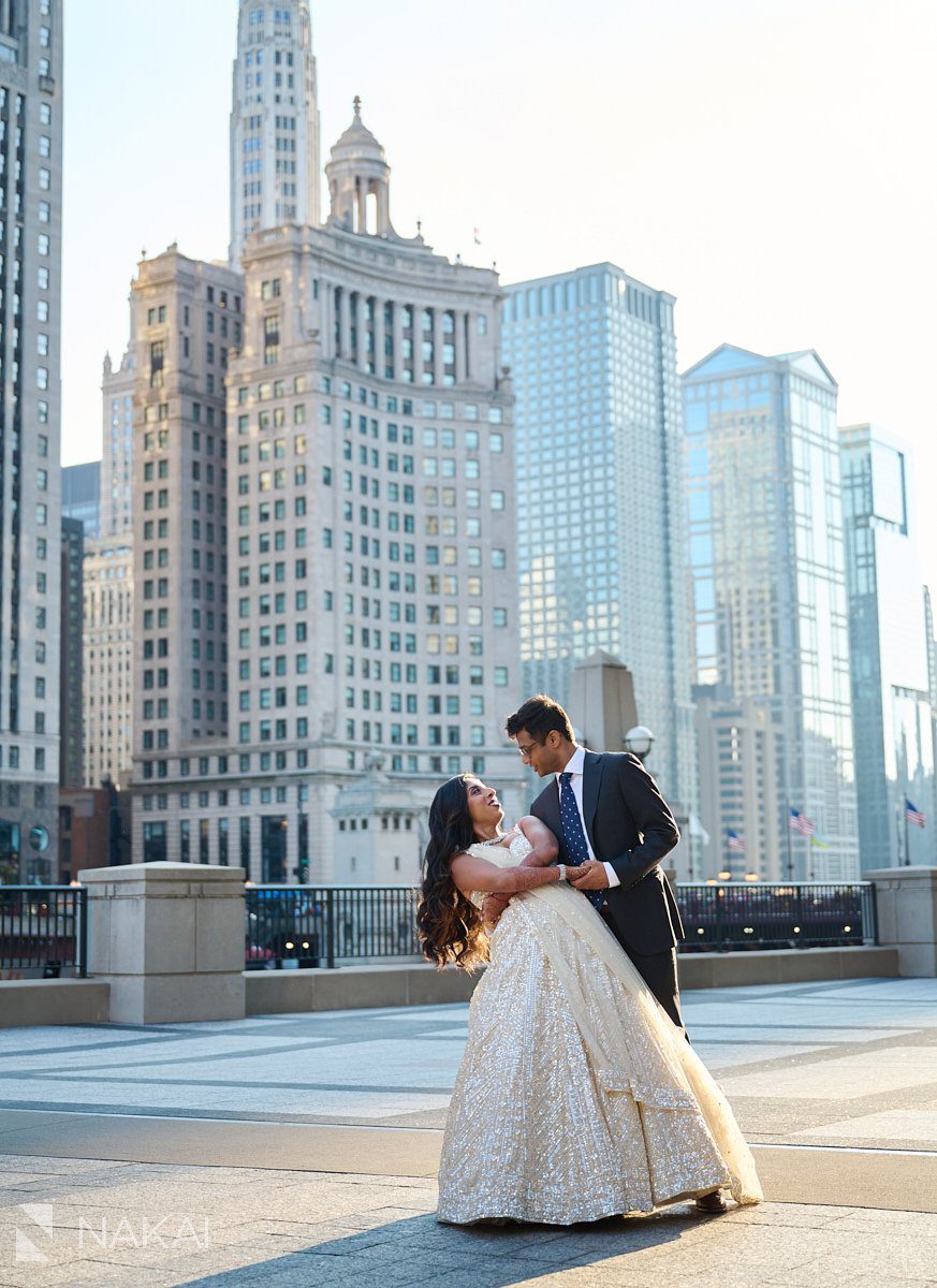 chicago Indian wedding photos bride groom riverwalk