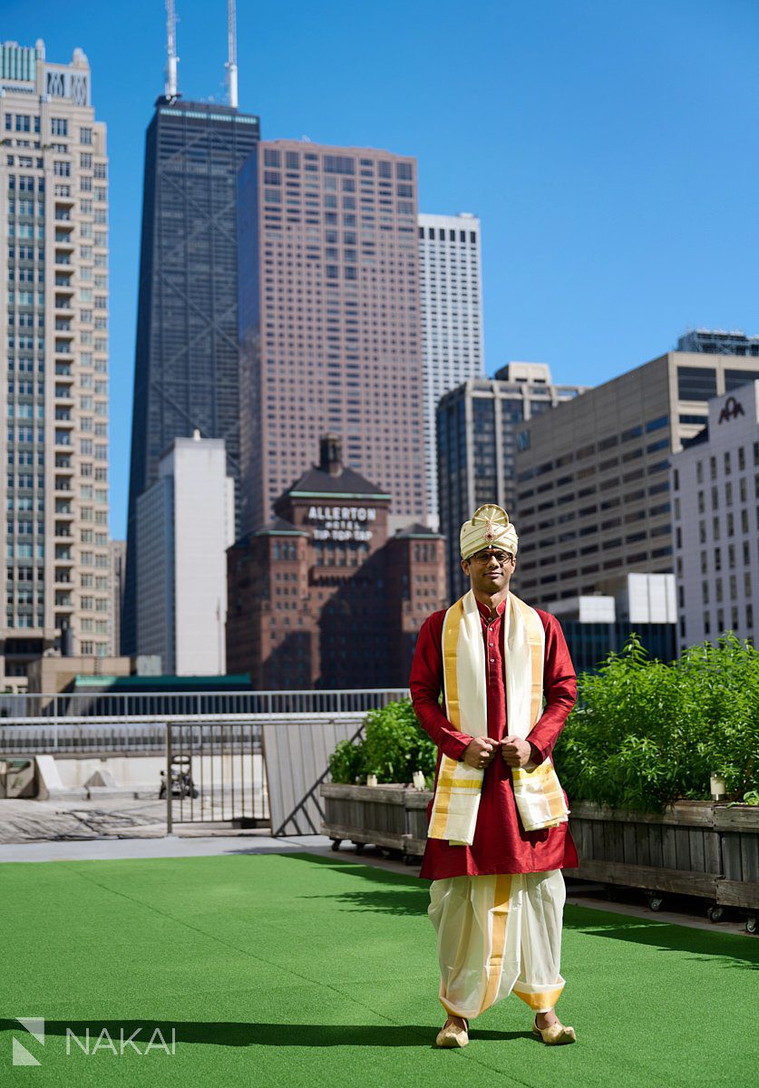 chicago Indian wedding photos marriott mag mile rooftop groom