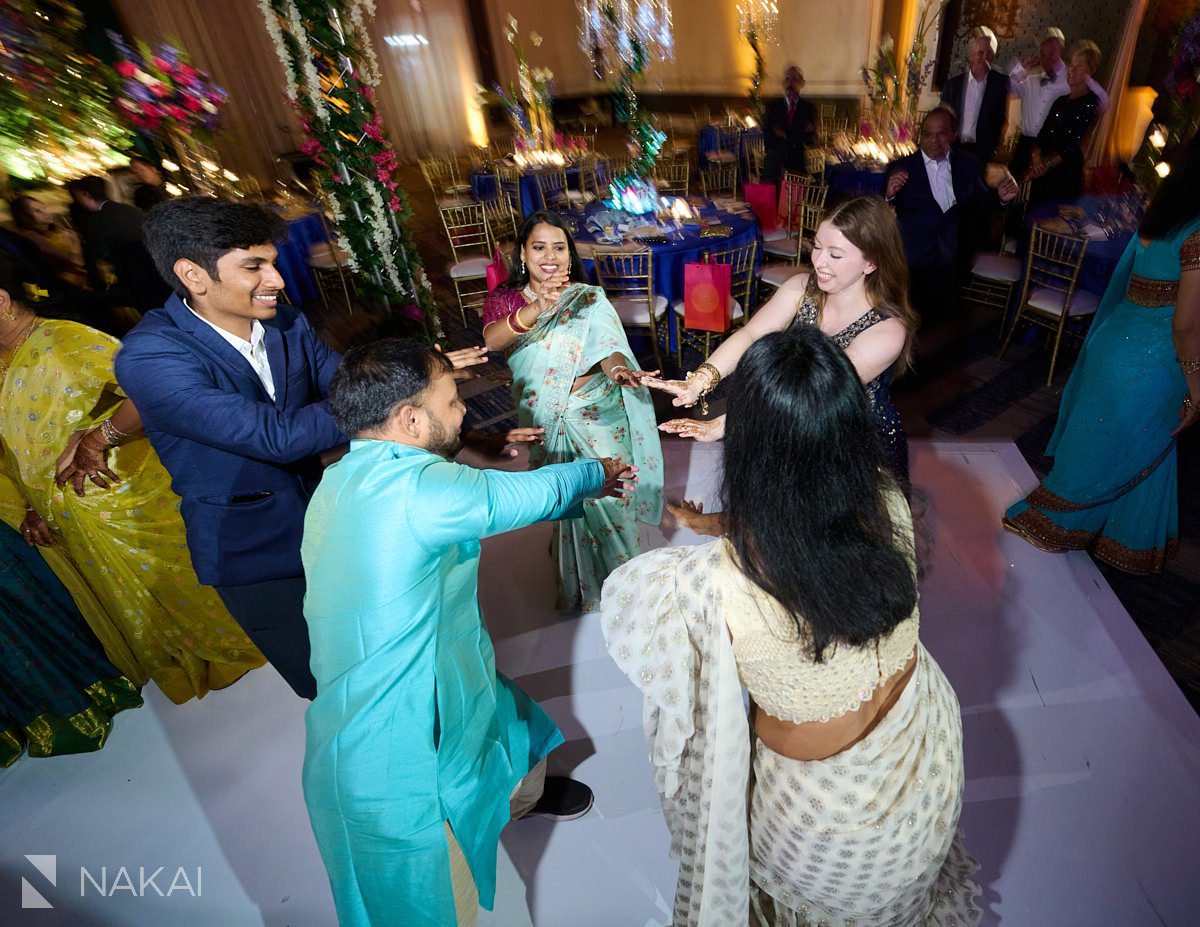 chicago Indian wedding photos reception friends dancing 
