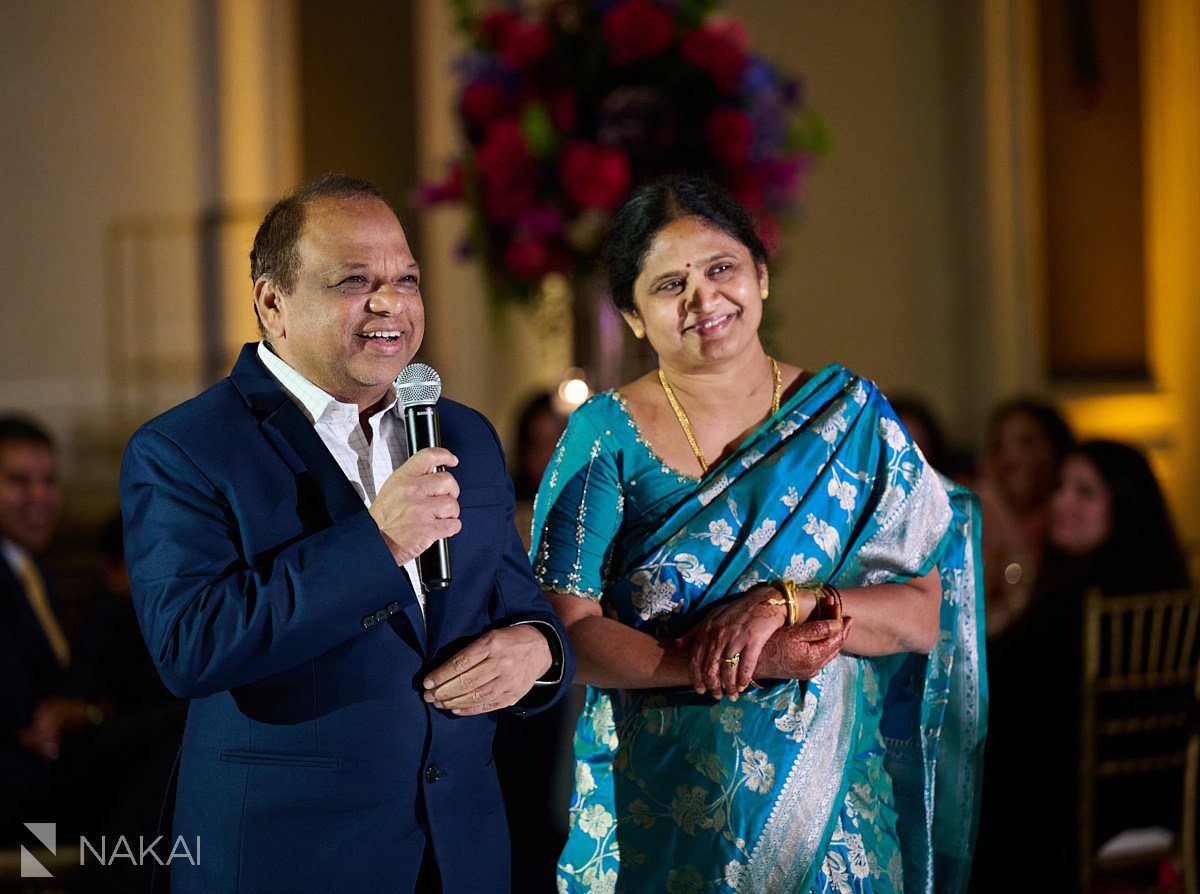 chicago Indian wedding photos reception parent toasts