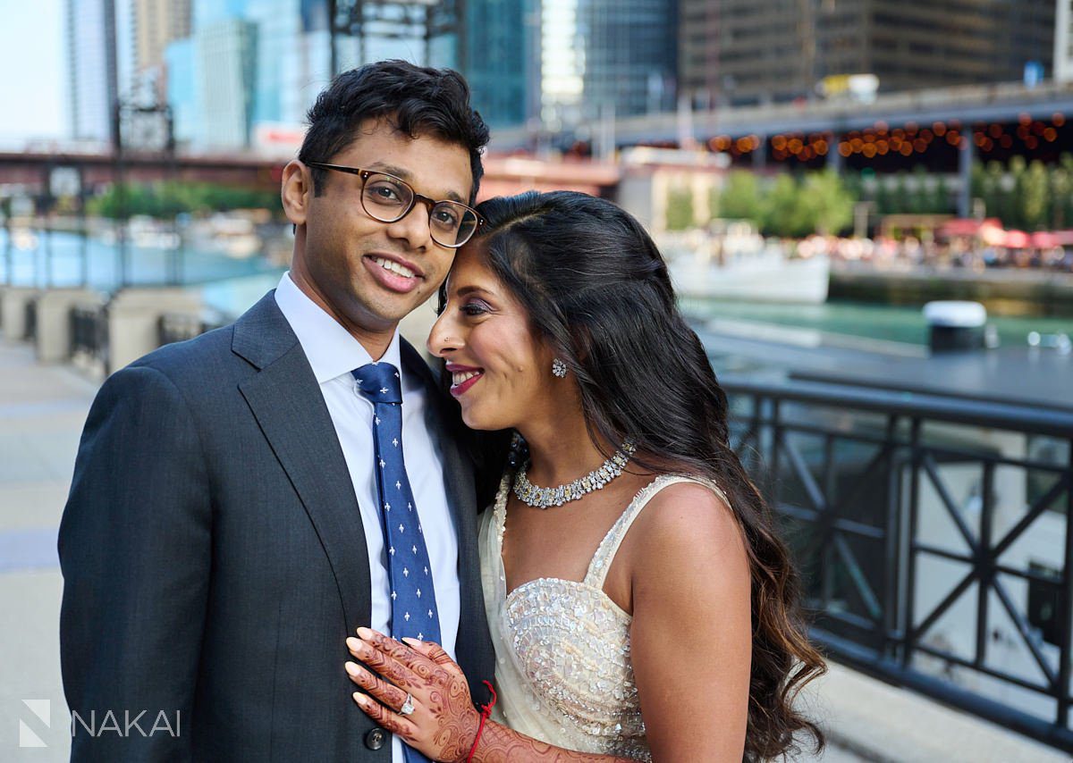 chicago Indian wedding photos bride groom riverwalk