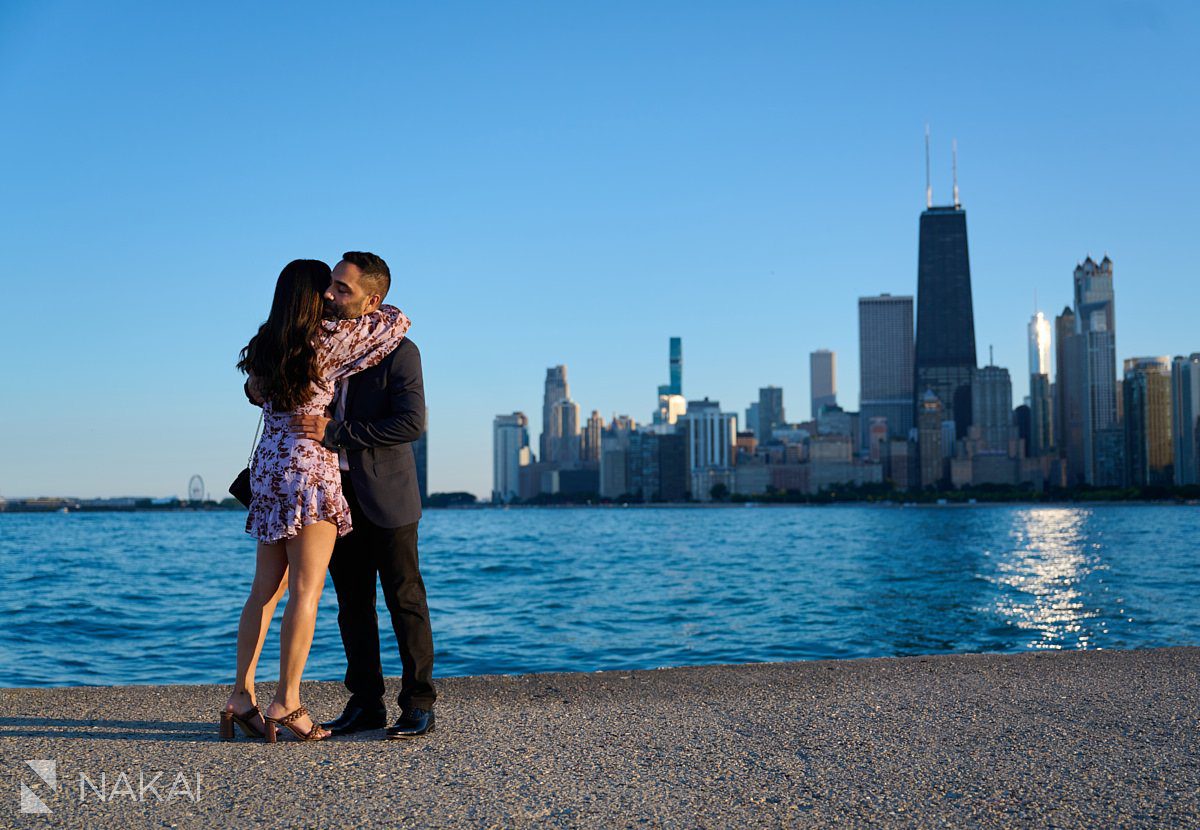 perfect chicago skyline proposal photos North Avenue Beach