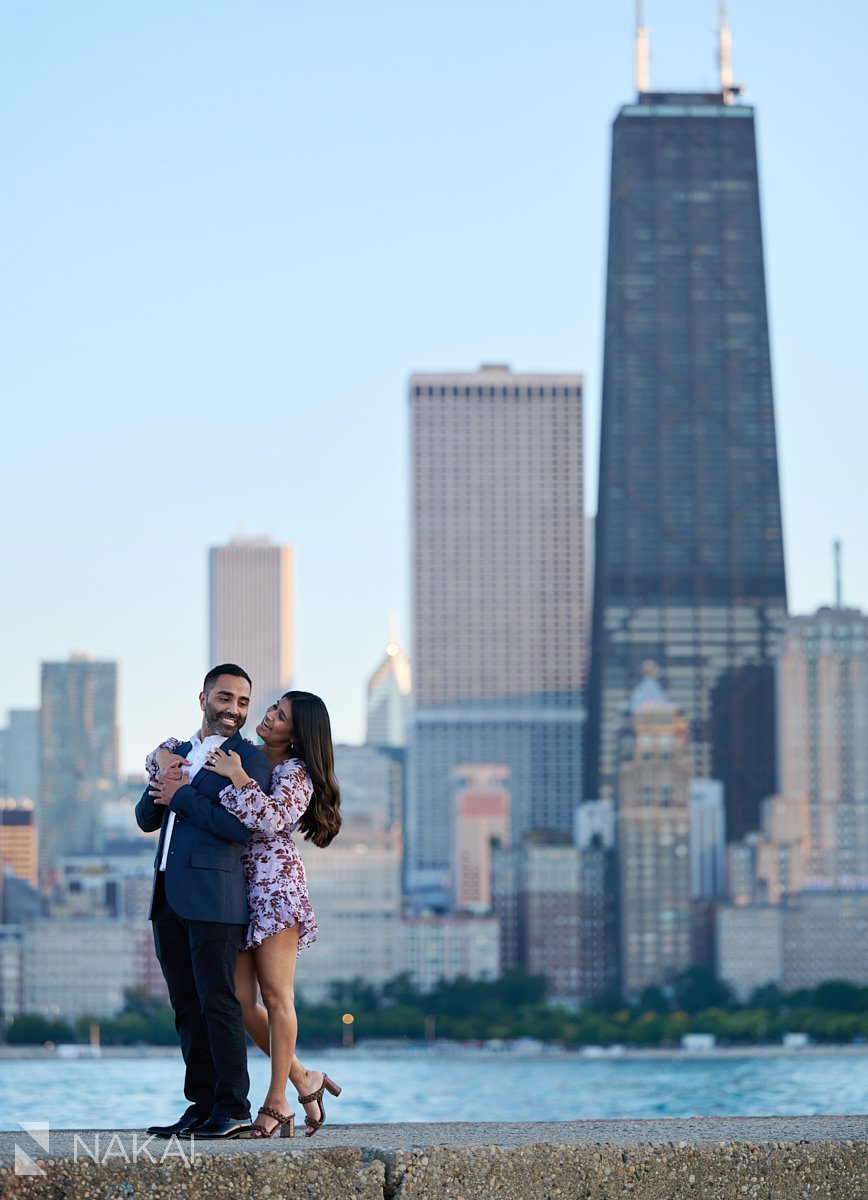 gorgeous North Avenue Beach chicago skyline proposal photos 