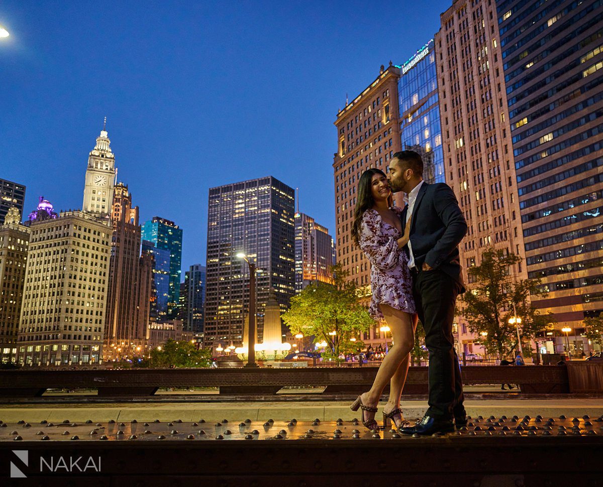 chicago riverwalk proposal photos at night
