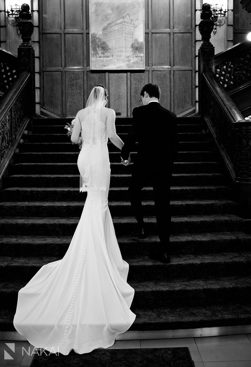 university club of chicago wedding photos staircase