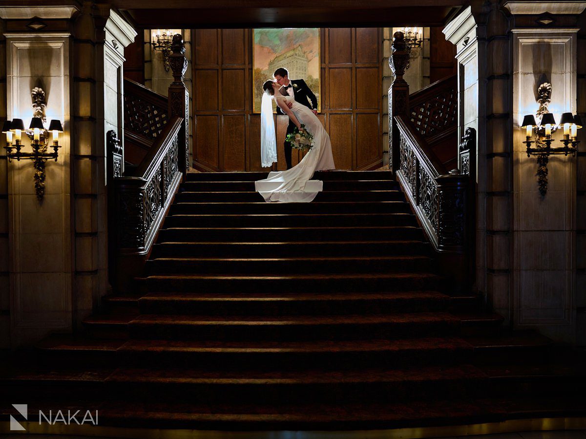 university club of chicago wedding photos staircase