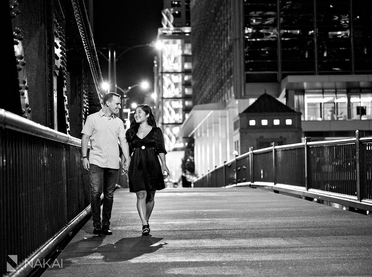 chicago riverwalk proposal photos at night bridges