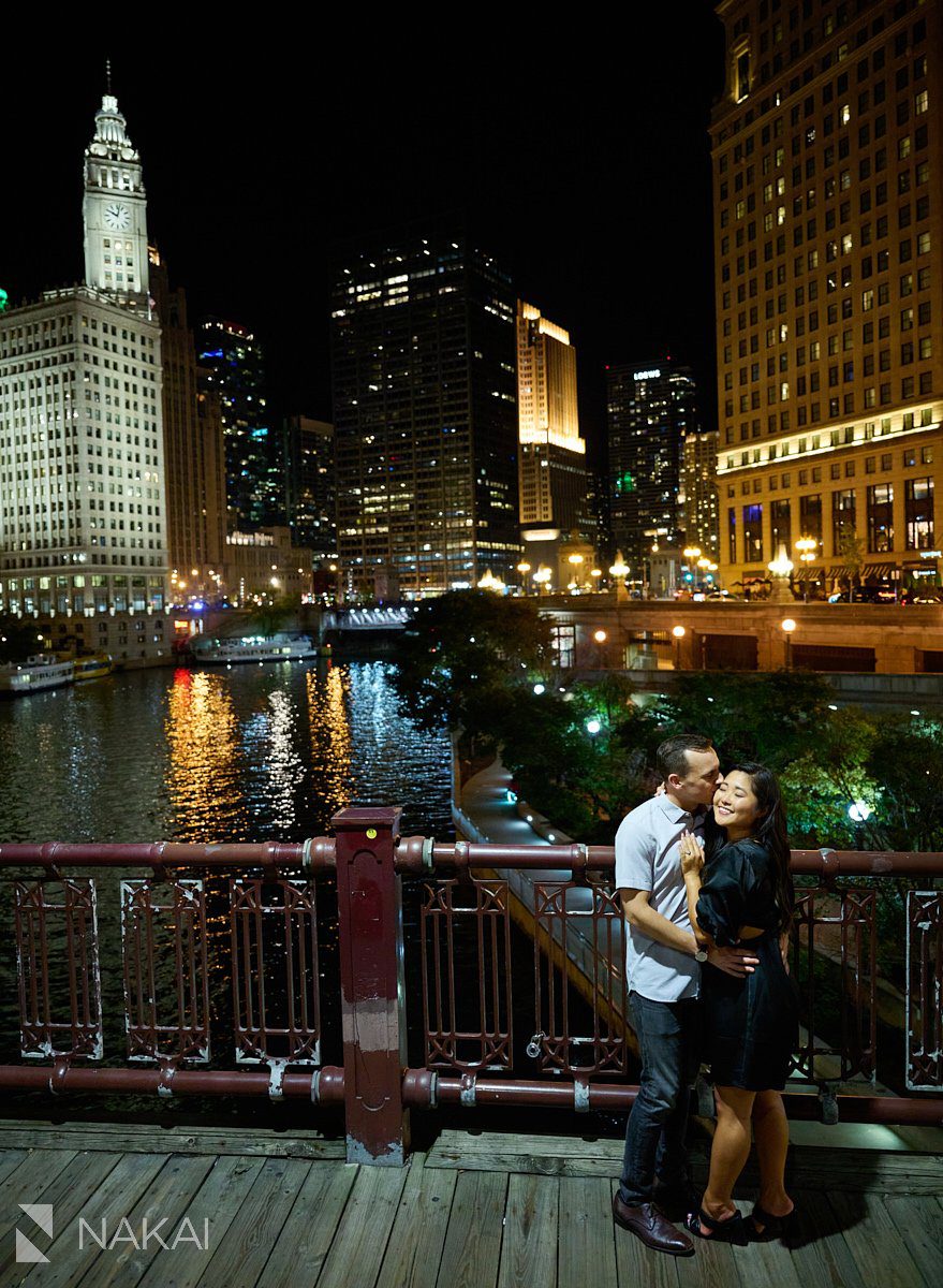 chicago riverwalk proposal photos at night romantic