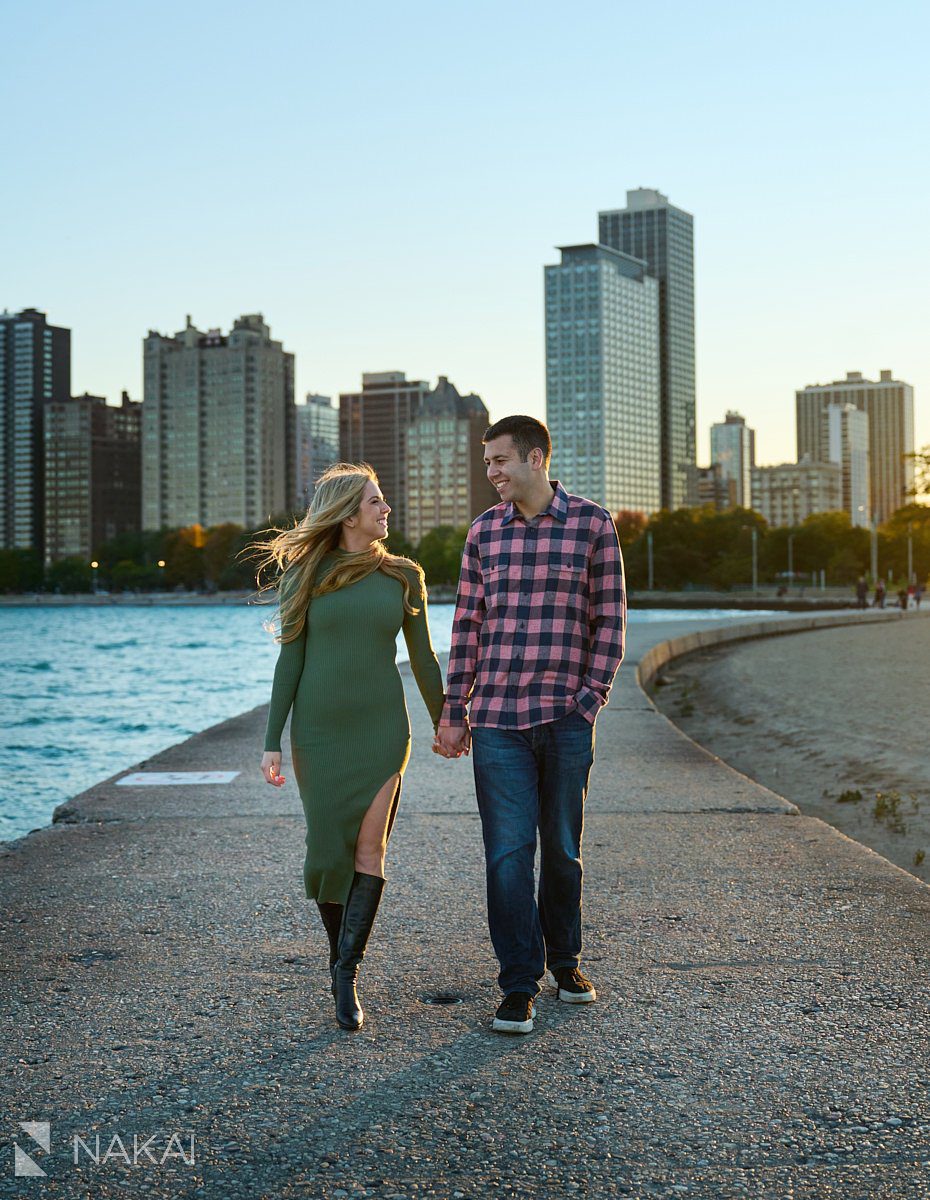 Chicago north avenue beach engagement photography