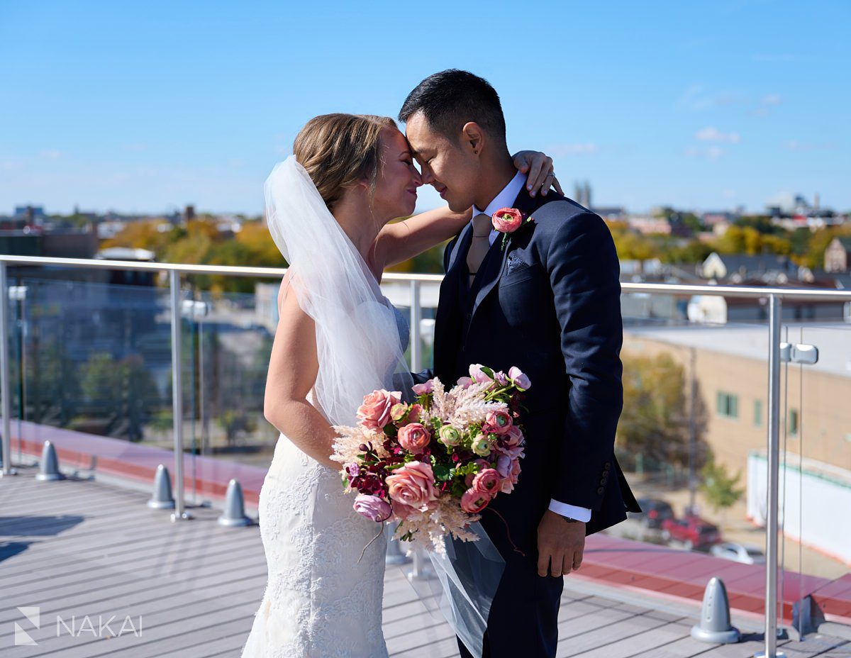 lacuna lofts wedding photos first look roof top