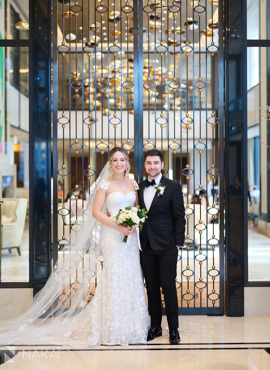 langham chicago wedding photography lobby photo bride groom