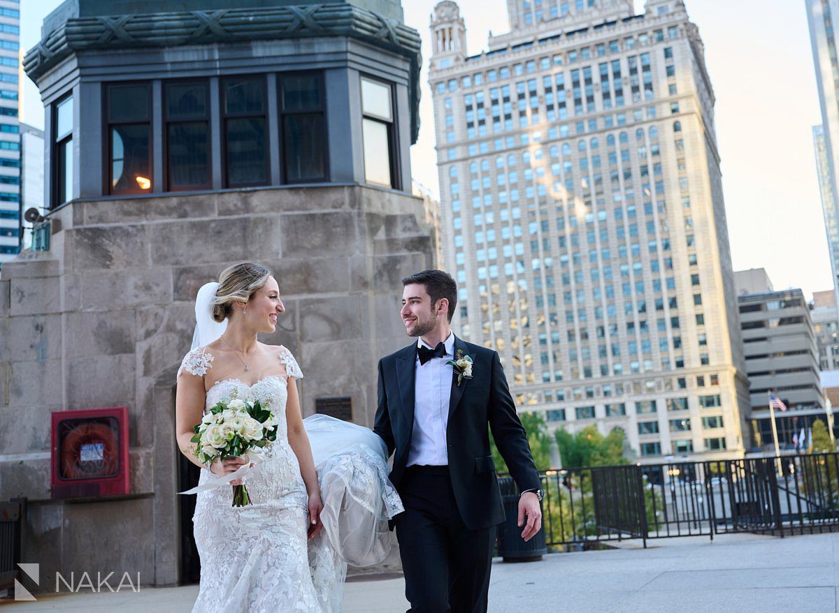 langham chicago wedding photography Wabash outside bride groom