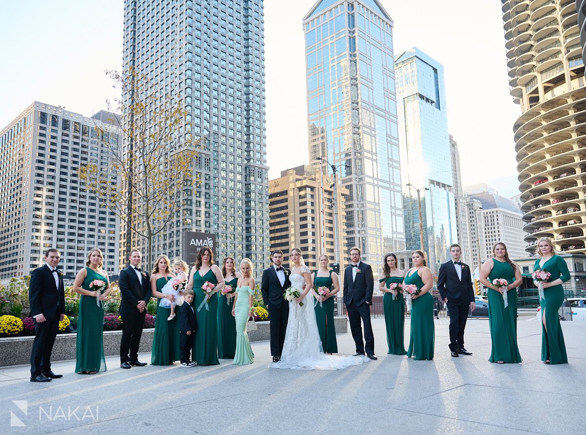 langham chicago wedding photography Wabash outside bridal party