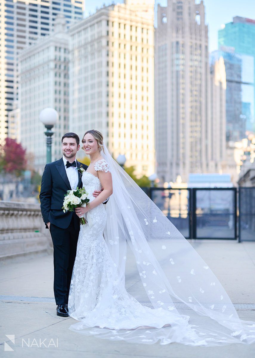 langham chicago wedding photography outside riverwalk