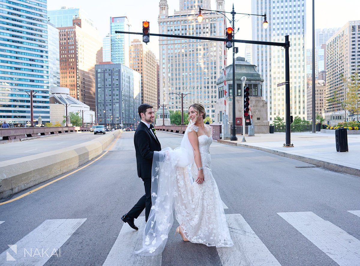 langham chicago wedding photography Wabash outside bride groom