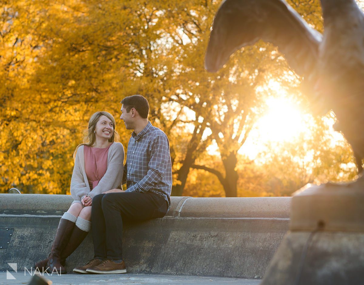chicago fall engagement photos Lincoln Park south pond orange yellow