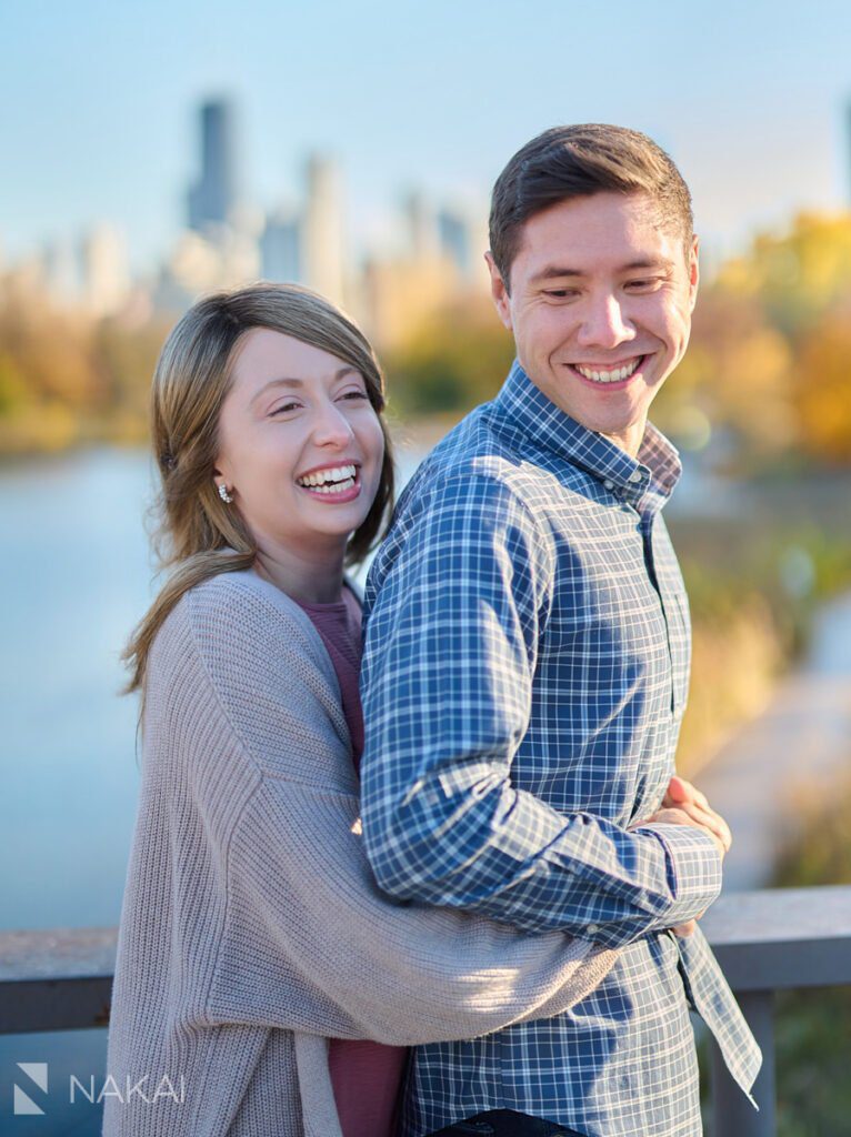 chicago fall engagement photos Lincoln Park south pond gorgeous colors