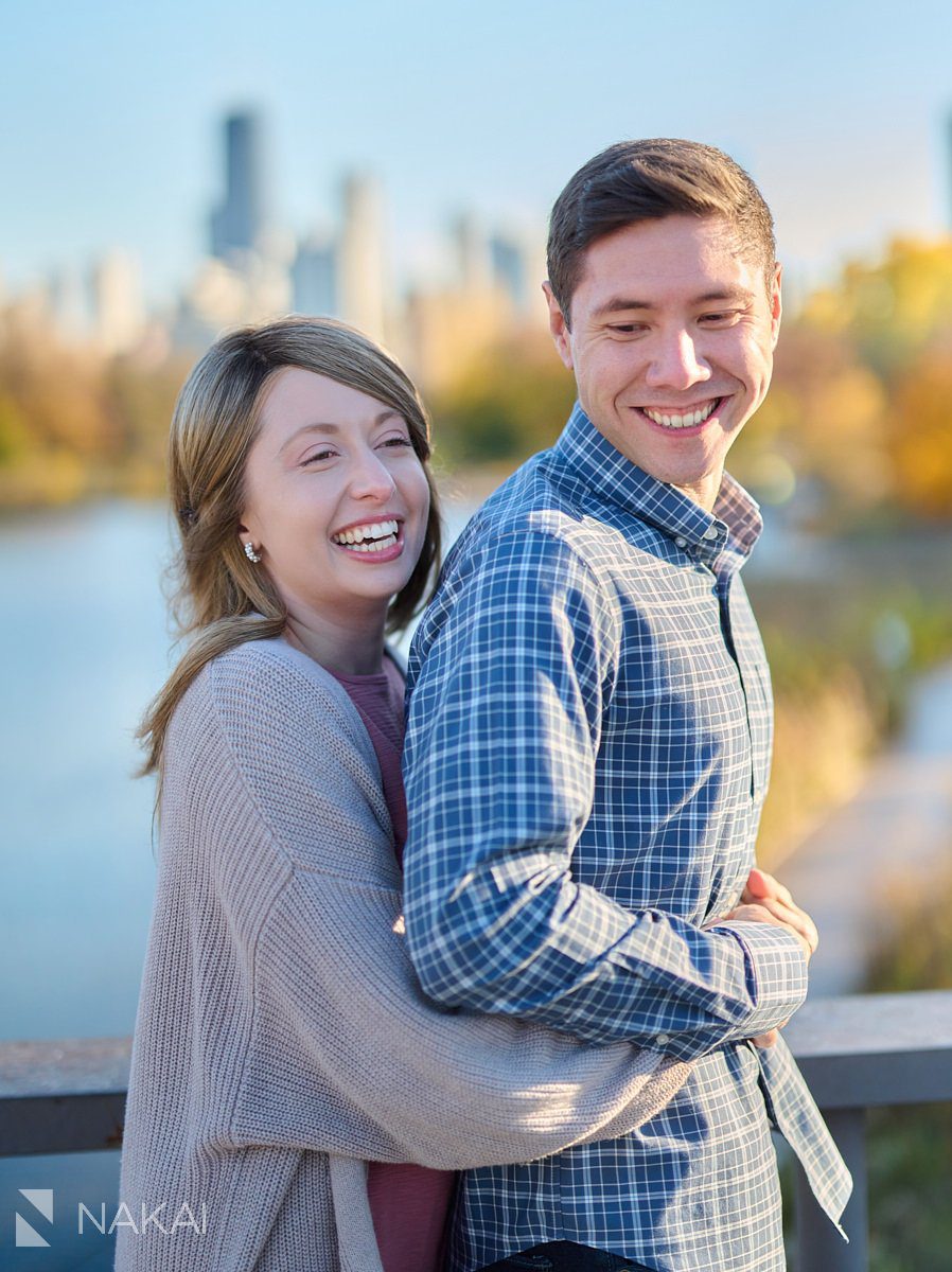 chicago fall engagement photos Lincoln Park south pond gorgeous colors