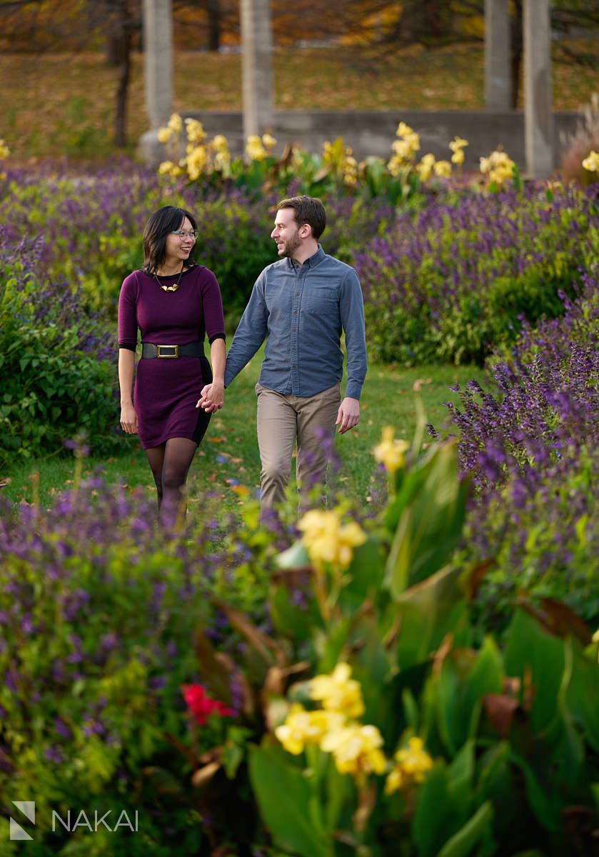 Humboldt park engagement photos Chicago fall colors