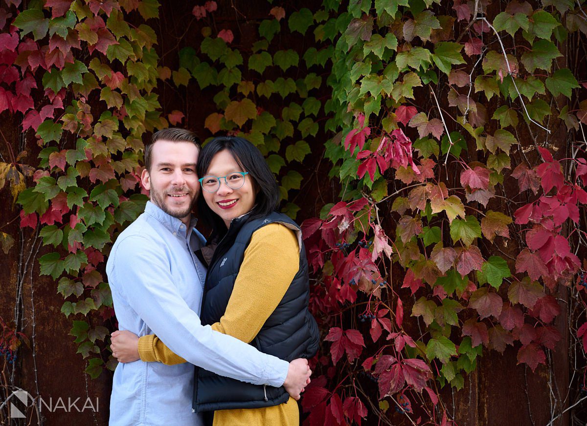 Chicago 606 engagement photos fall colors yellow red orange