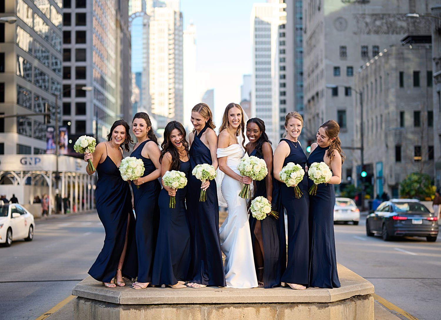 chicago langham wedding photography Michigan avenue bridal party