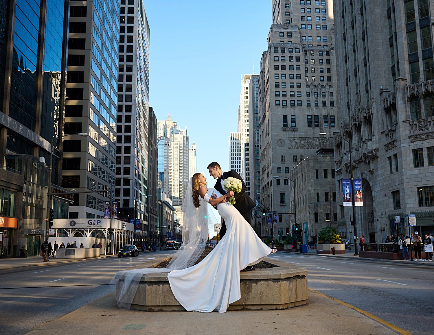 chicago langham wedding photography Michigan avenue bride groom