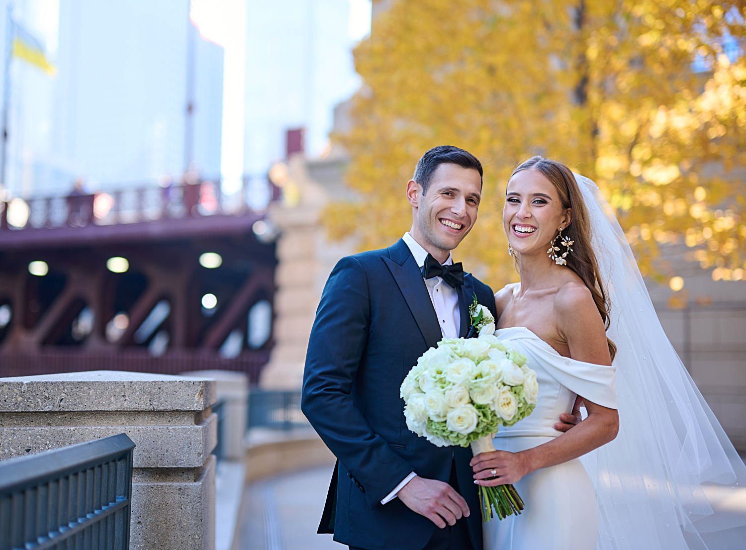 chicago langham wedding photography fall colors outdoors bride groom