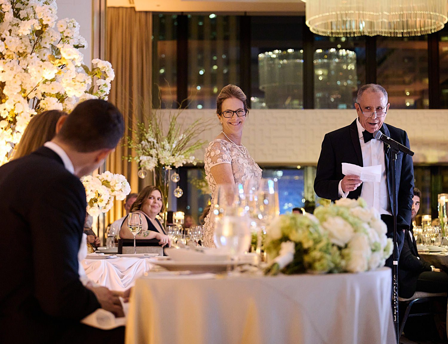 chicago langham wedding photography reception toasts parents