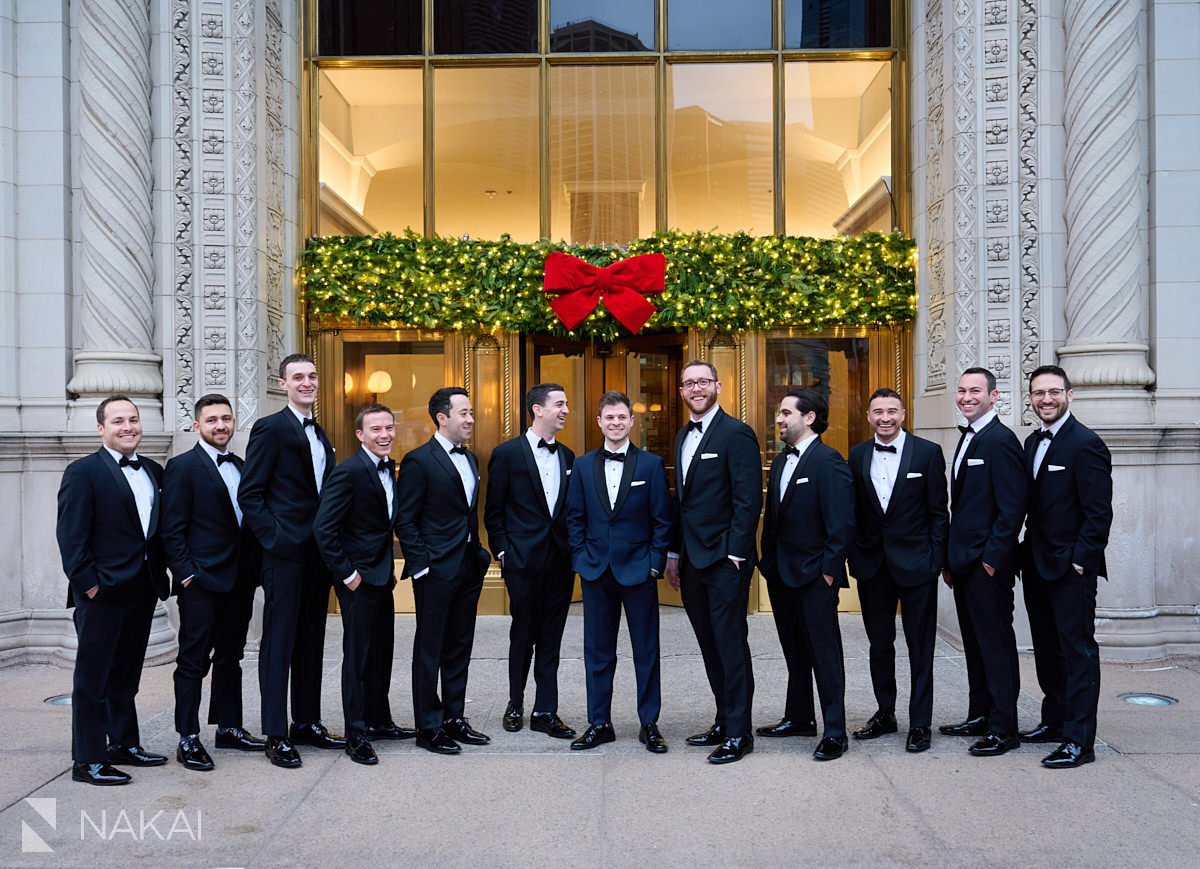 chicago intercontinental wedding photos groomsmen
