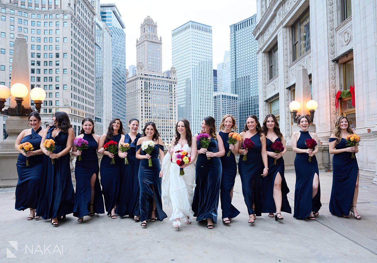 chicago intercontinental wedding photos Wrigley bridal party