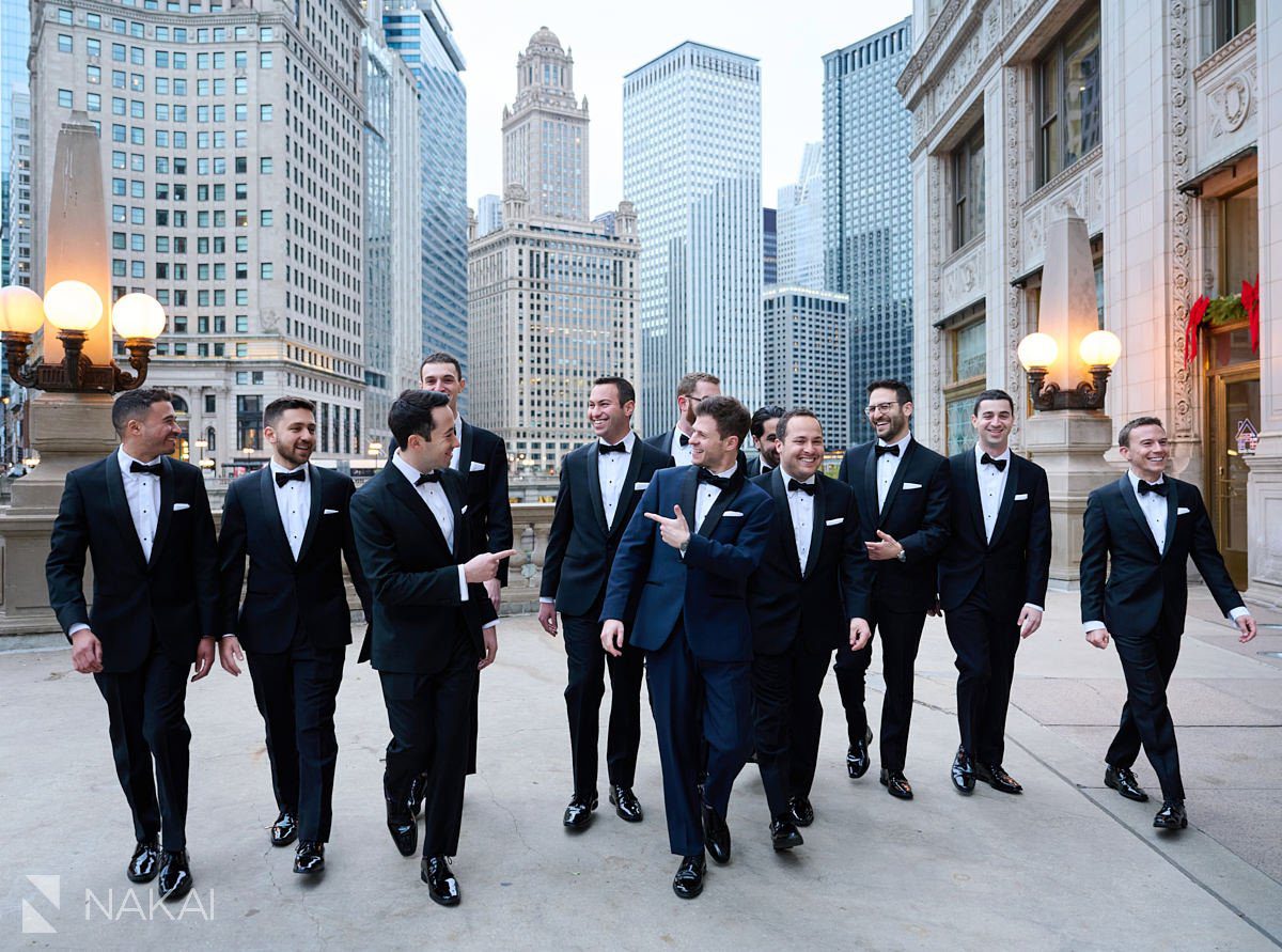 chicago intercontinental wedding photos Wrigley bridal party