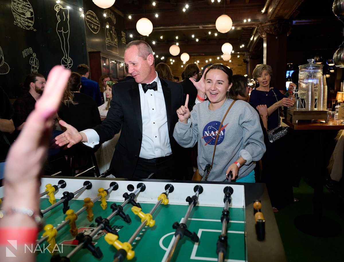 Chicago athletic association wedding photos game room