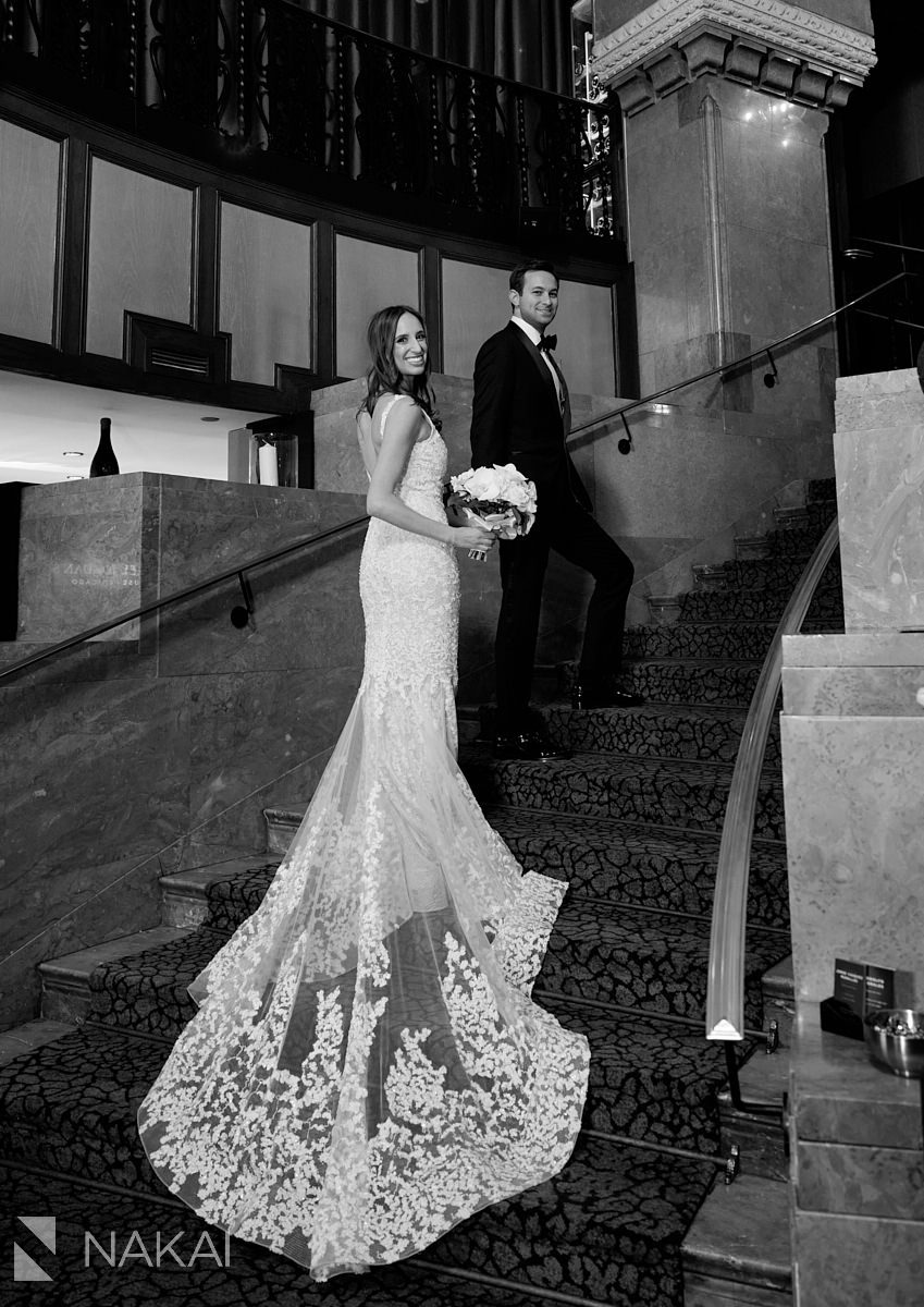 intercontinental chicago wedding photos bridge Michael Jordans restaurant