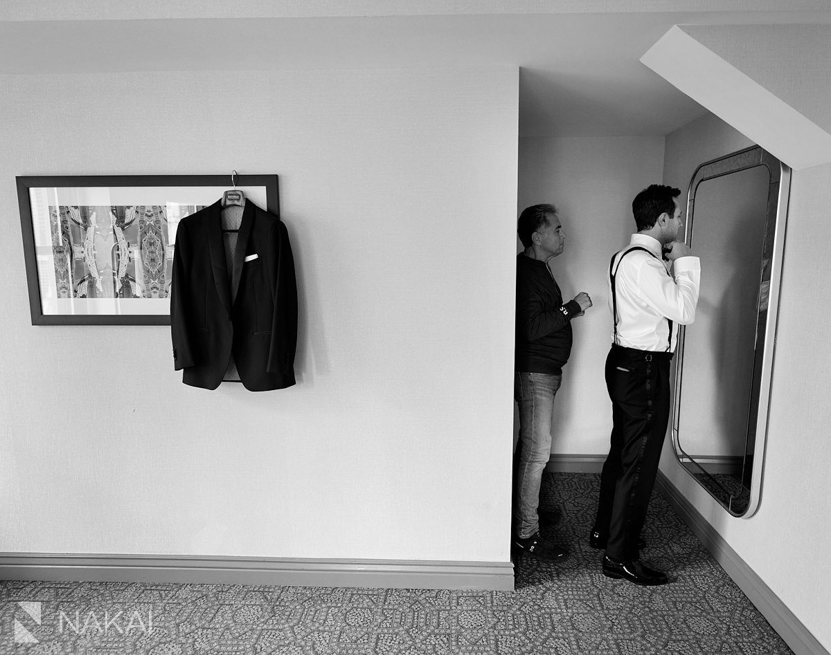 intercontinental chicago wedding photos groom getting ready