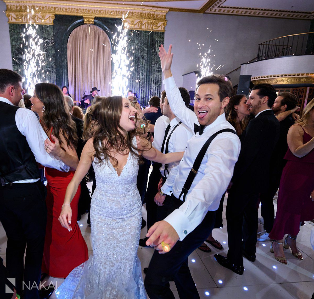 intercontinental chicago wedding photos reception ballroom sparklers