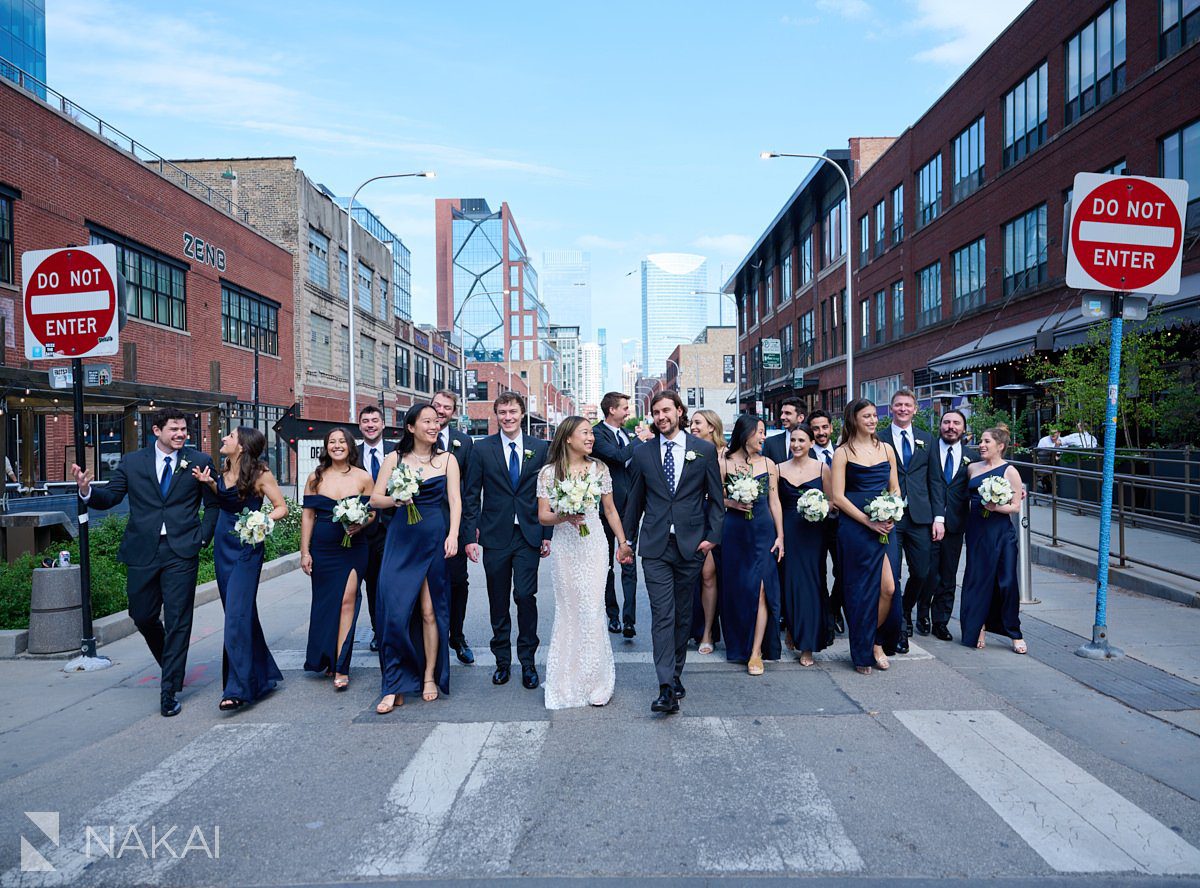 chicago west loop wedding photos bridal party Fulton Market 