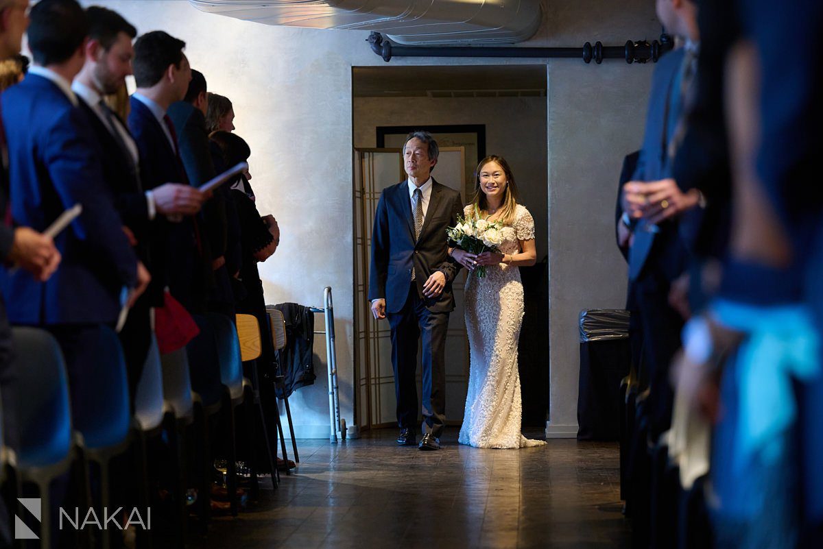 chicago west loop wedding photos Morgan's on Fulton ceremony entrance