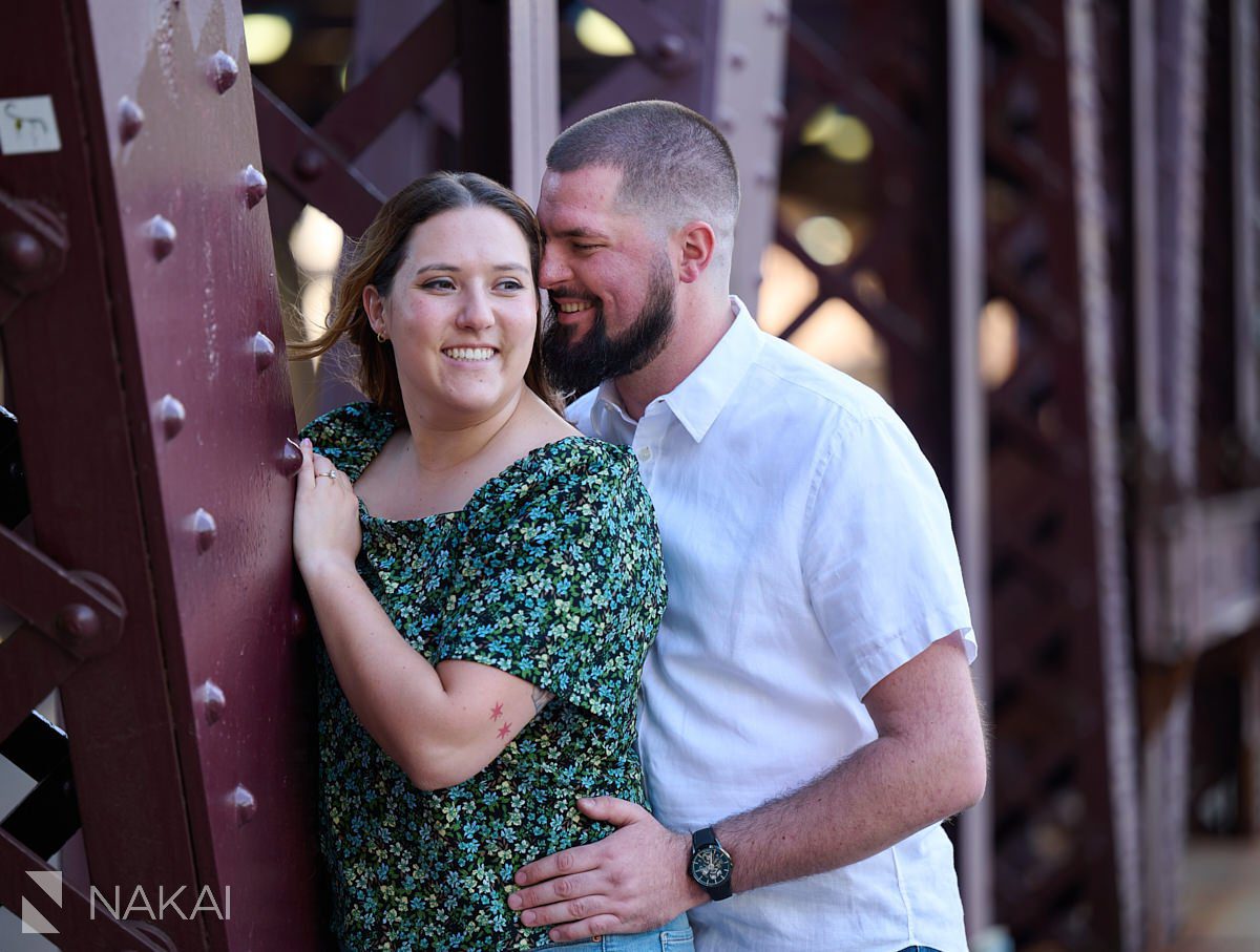 chicago wolf point engagement photos wolf point plaza couple smiling